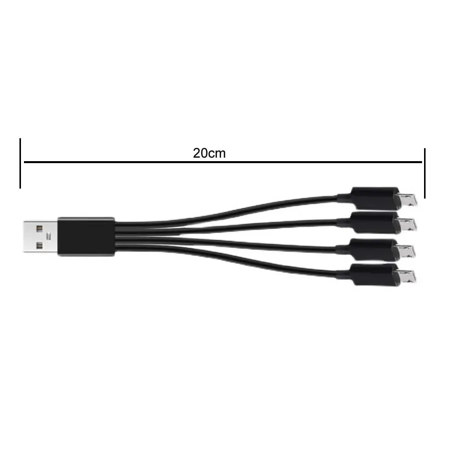 5V/2A USB 2.0 to Micro USB Splitter Cable 4 Port Micro Usb Cable Fast Charging Cord for Android Phone Power Bank AA AAA Battery