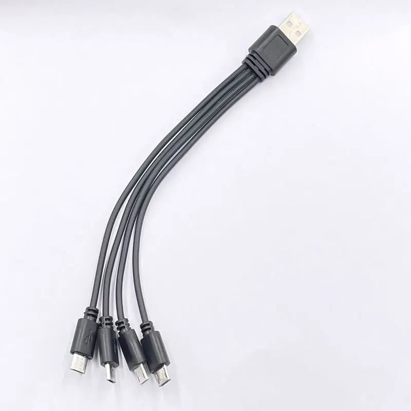 5V/2A USB 2.0 to Micro USB Splitter Cable 4 Port Micro Usb Cable Fast Charging Cord for Android Phone Power Bank AA AAA Battery