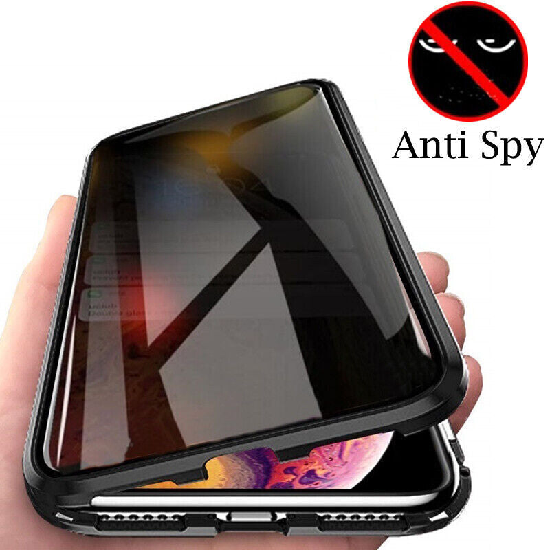 360°Anti-Peep Privacy Magnetic Adsorption Double Tempered Glass Phone Case Cover