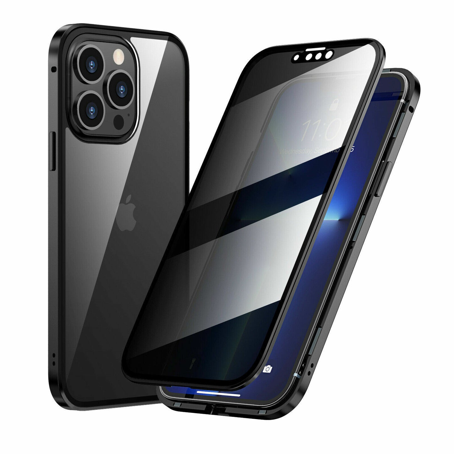 360°Anti-Peep Privacy Magnetic Adsorption Double Tempered Glass Phone Case Cover