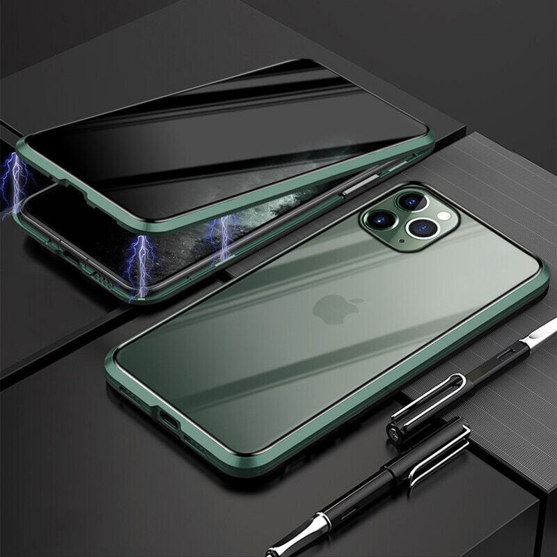 360°Anti-Peep Privacy Magnetic Adsorption Double Tempered Glass Phone Case Cover