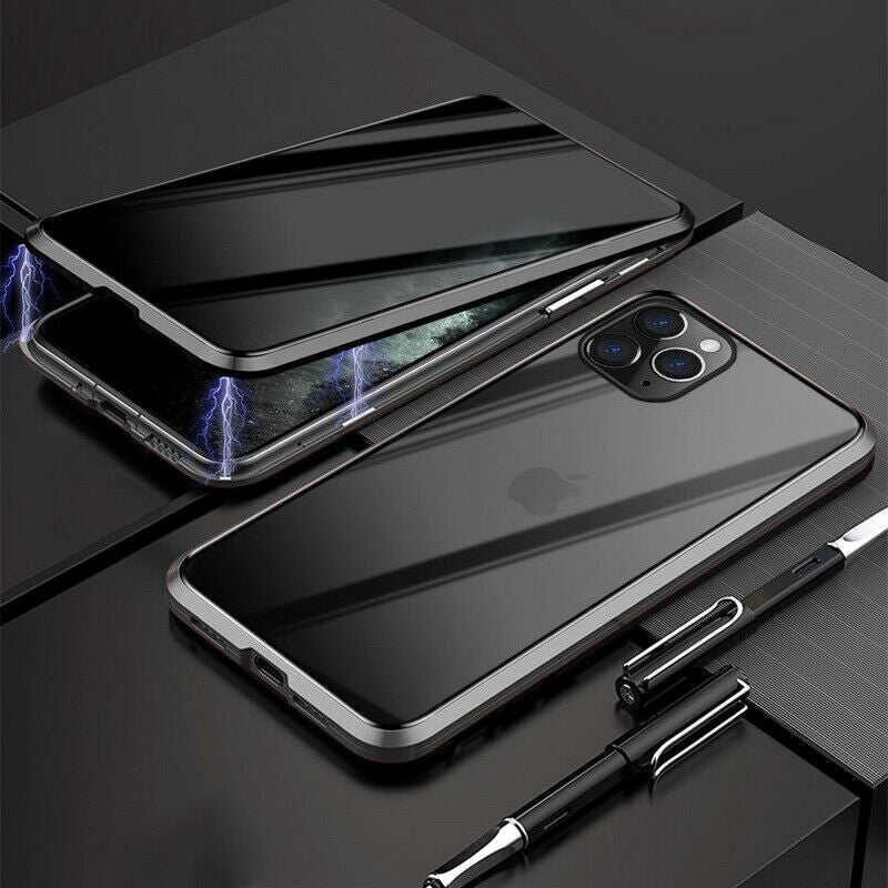360°Anti-Peep Privacy Magnetic Adsorption Double Tempered Glass Phone Case Cover