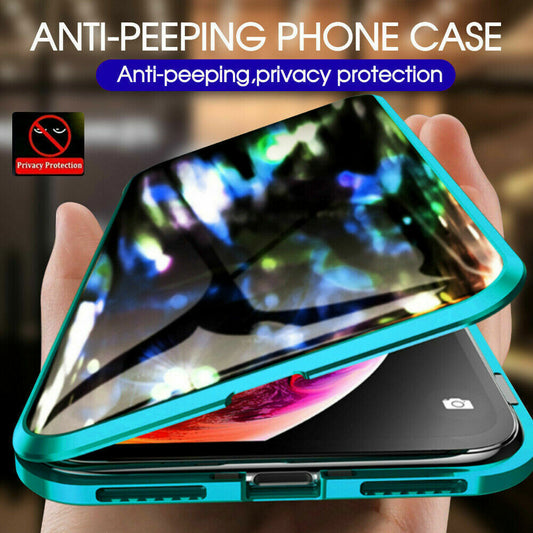 360°Anti-Peep Privacy Magnetic Adsorption Double Tempered Glass Phone Case Cover