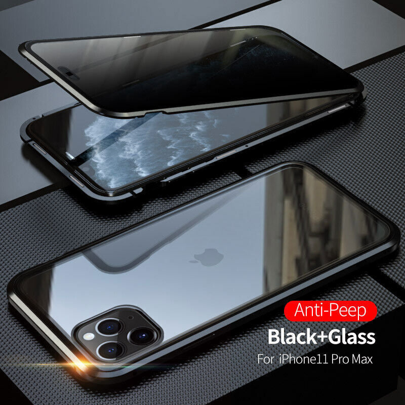360°Anti-Peep Privacy Magnetic Adsorption Double Tempered Glass Phone Case Cover