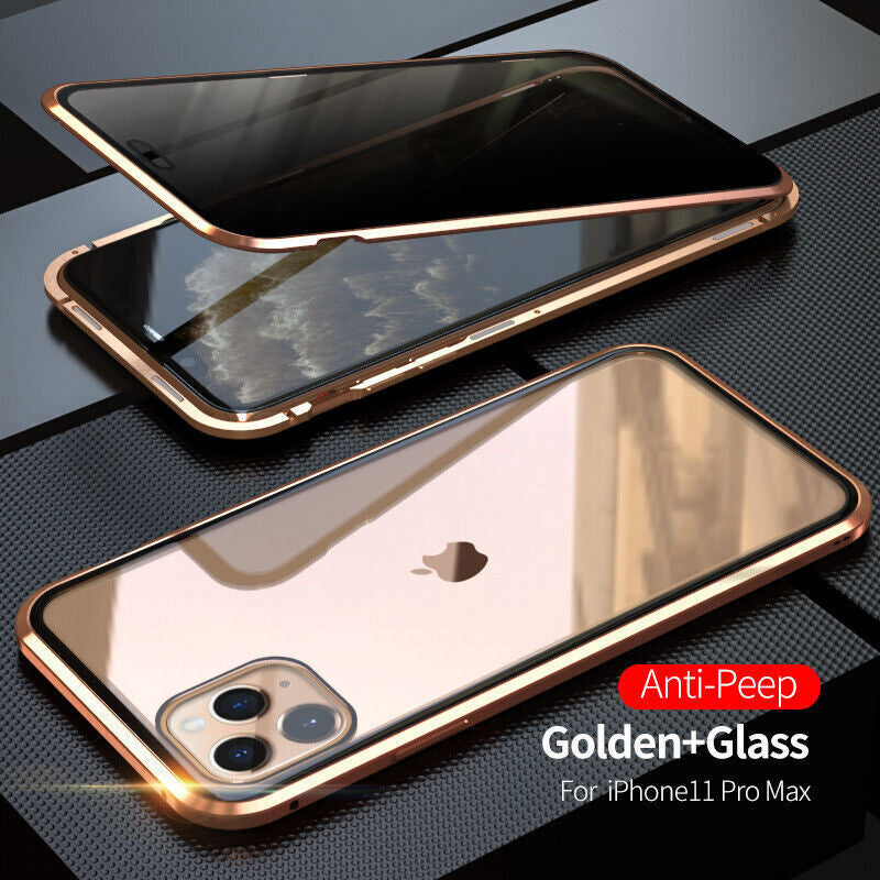 360°Anti-Peep Privacy Magnetic Adsorption Double Tempered Glass Phone Case Cover