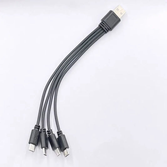 5V/2A USB 2.0 to Micro USB Splitter Cable 4 Port Micro Usb Cable Fast Charging Cord for Android Phone Power Bank AA AAA Battery