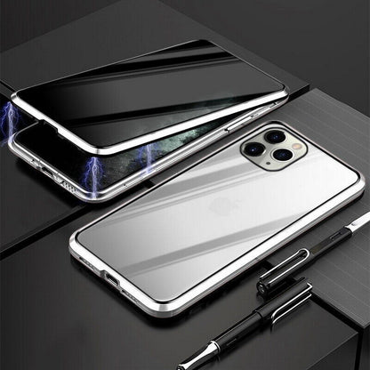 360°Anti-Peep Privacy Magnetic Adsorption Double Tempered Glass Phone Case Cover