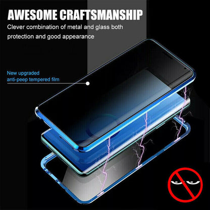 360°Anti-Peep Privacy Magnetic Adsorption Double Tempered Glass Phone Case Cover